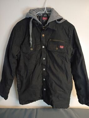 Wrangler Black Work Jacket with Gray Hood